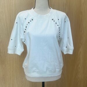 Anthropologie Grommet Detail Short-sleeve Sweatshirt- Size Small